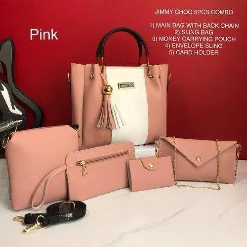 5-Piece Jimmy Choo Bag Combo | Main Bag, Sling, Pouch, Envelope Sling & Card Holder | Black